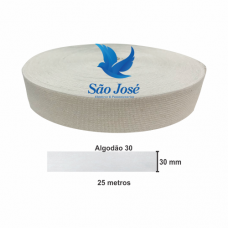 ELÁSTICO SÃO JOSÉ ALGODÃO 30 CRU  C/25M