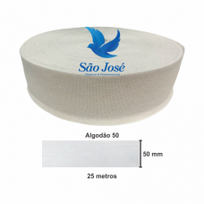 ELÁSTICO SÃO JOSÉ ALGODÃO 50 CRU  C/25M